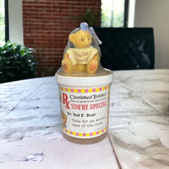 Enesco Cherished Teddies YOU’RE SPECIAL Bottle Novelty w/Bear Figurine Vintage - Picture 1 of 8